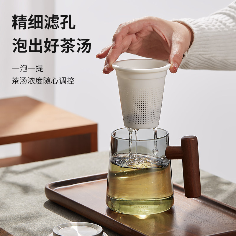 木笙玩物玻璃茶水分离泡茶杯子过滤喝茶杯男士耐热水杯办公室高档