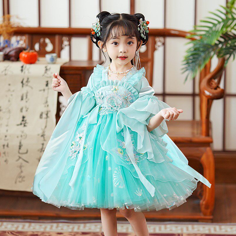 女童夏装汉服儿童装公主裙连衣裙2024新款夏季古装小女孩短款裙子