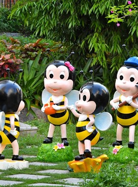 户外玻璃纤维雕塑卡通蜜蜂花园庭院公园景观幼儿园装饰小品落地摆