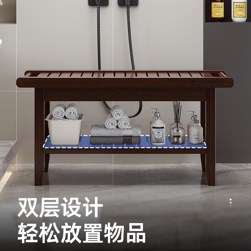 家用浴室洗澡凳防滑多层矮凳卫生间老人专用沐浴凳子厕所换鞋竹凳