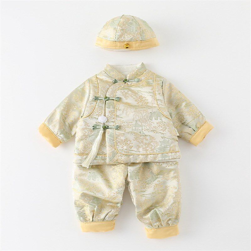 婴儿周岁抓周唐装中式套装女百天衣服龙凤胎宝宝生日宴礼服春秋款