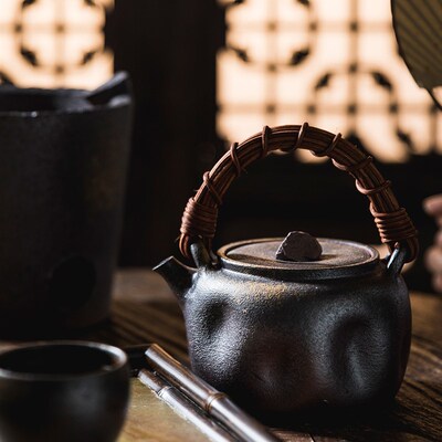 柴窑陶瓷煮茶壶电陶炉煮茶器家用烧水壶小号提梁壶木炭明火陶壶