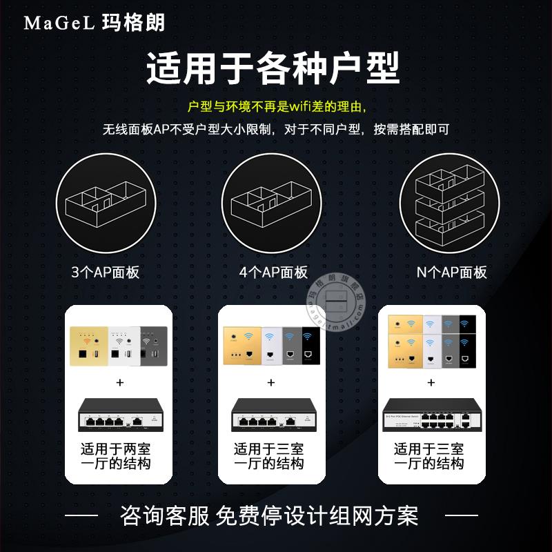 无线ap面板墙壁式路由器POE供电网络插座盒别墅家用全屋覆盖组网