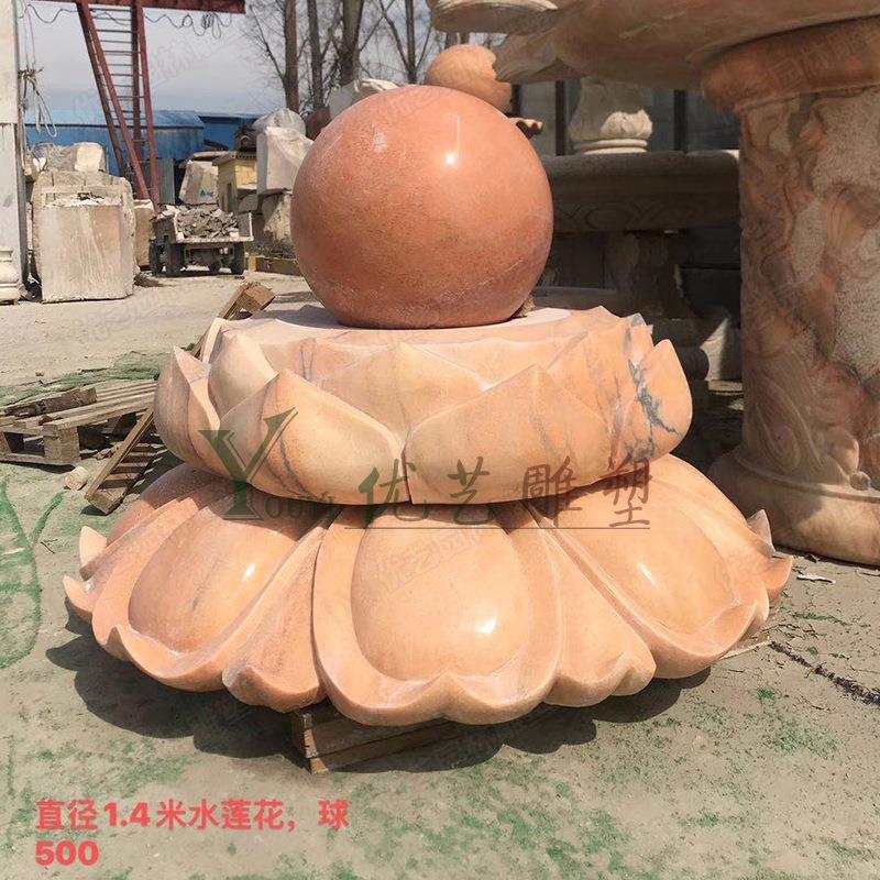 工厂现货大理石雕刻水转球喷泉转动球石雕莲花喷泉