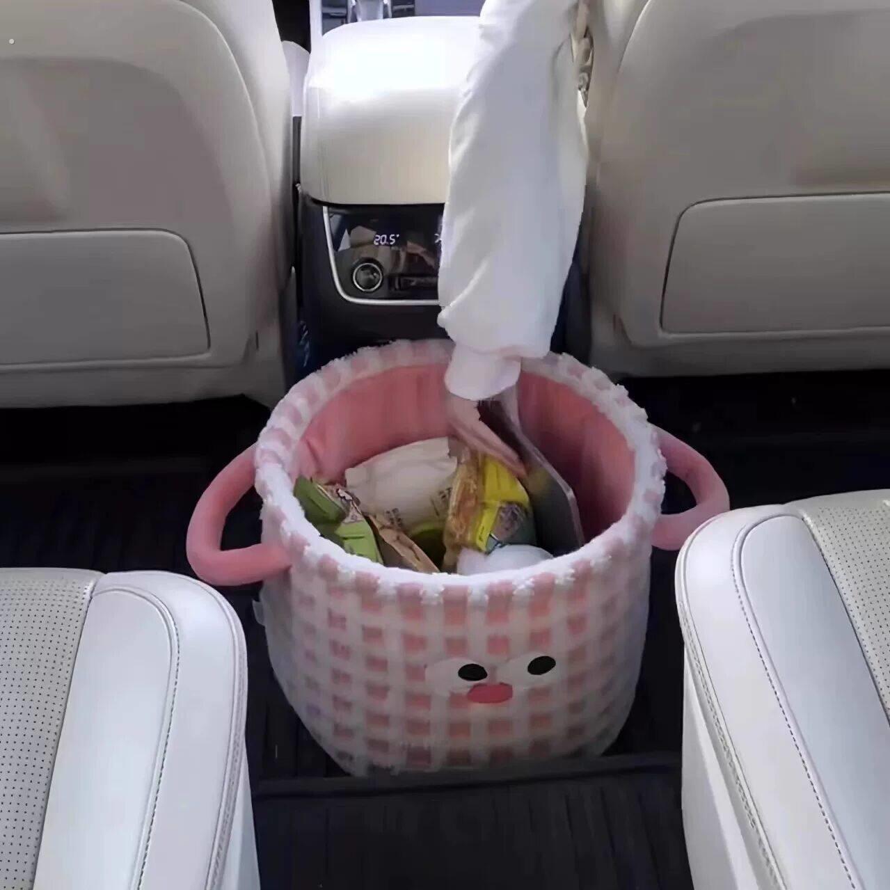 可爱车载收纳箱汽车后备箱收纳箱副驾驶折叠大容量创意车内置物桶