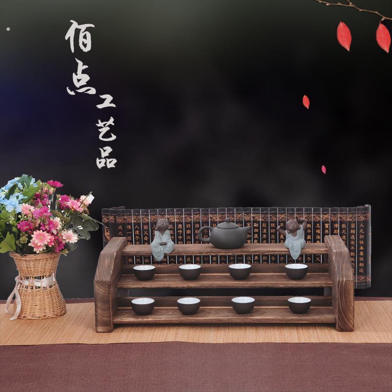 桌面多层实木收纳架功夫茶杯架茶具展示架中式博古架茶艺茶道零配