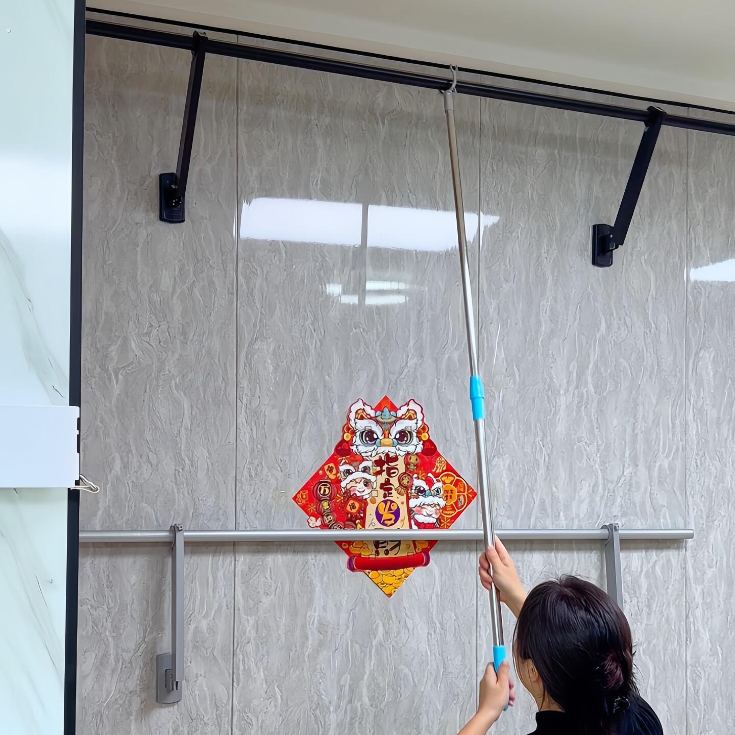 室内晒侧边晾衣杆阳台家用壁挂式凉挂杆侧面墙上固定杆侧装晾衣架