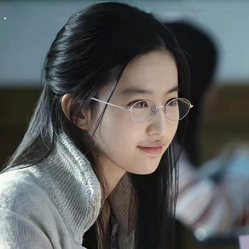 覆古文艺眼镜女近视可配度数刘亦菲同款椭圆小框纯欲素颜平光镜架