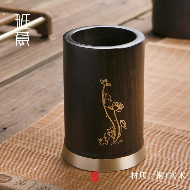 茶道六收纳筒制铜实木储物收纳茶筒茶具配件组合茶桶茶道