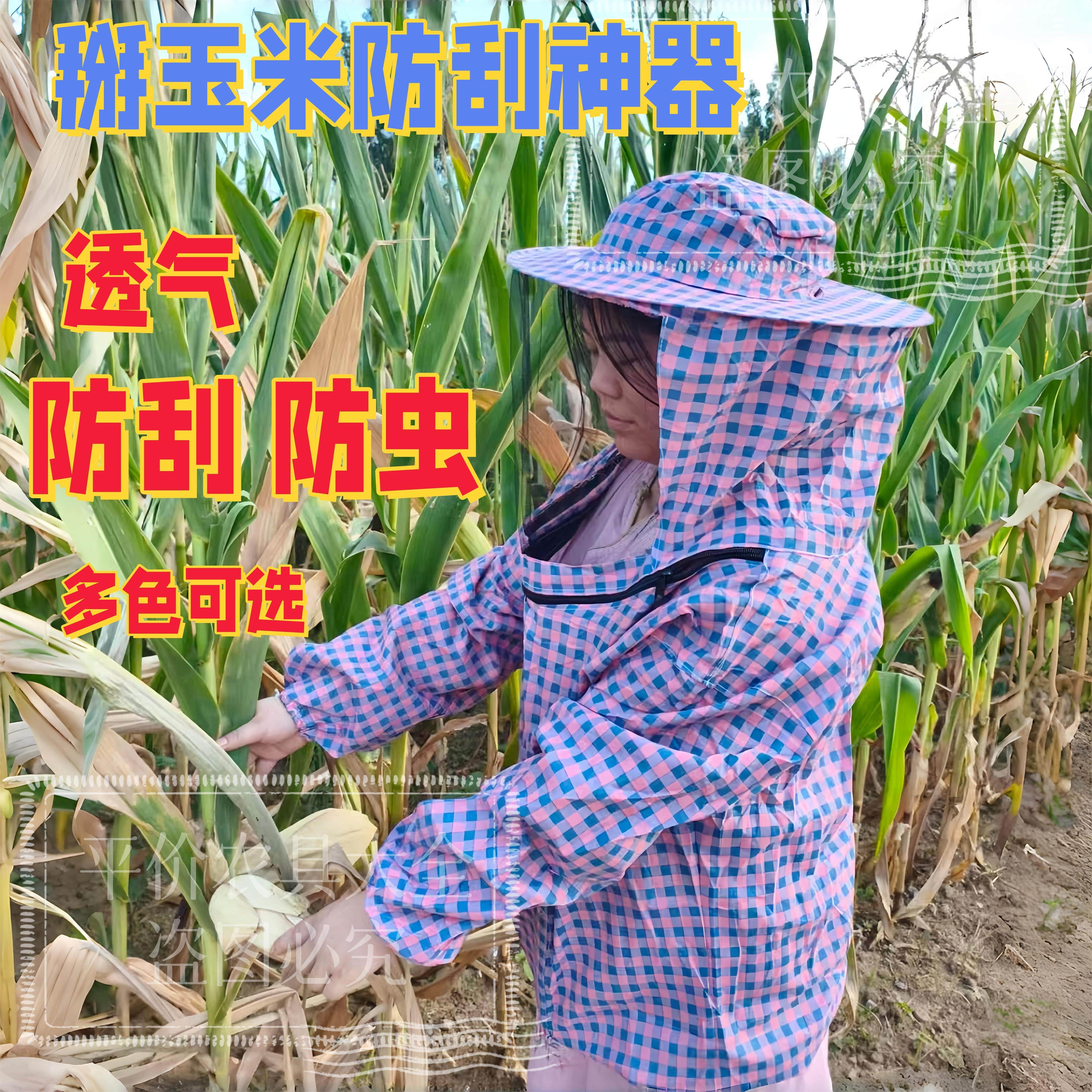 掰玉米防护服马蜂防护服农用防蚊虫套装衣服透气防尘下地防刮脸