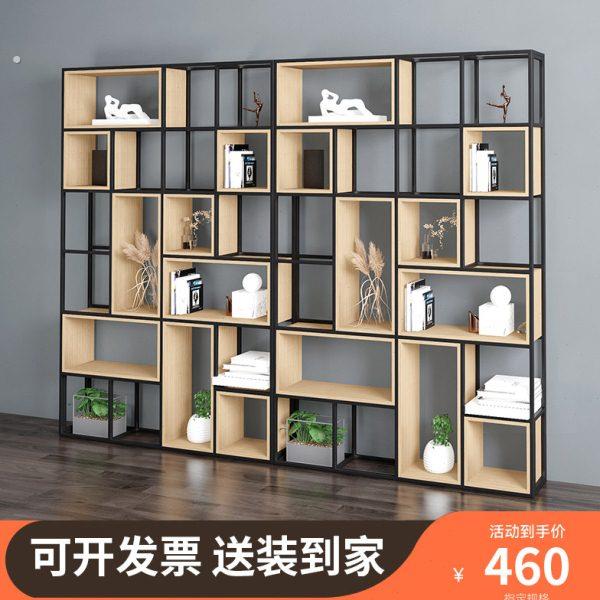 办公室现代简约工业风铁艺隔断置物架客厅玄关多层收纳装饰架书架