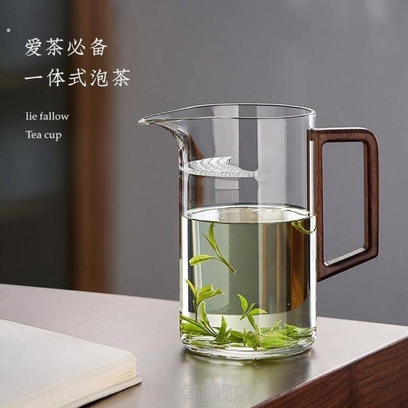 玻璃茶壶木把月牙过滤茶水分离绿茶泡茶器电陶炉煮茶透明功夫茶具