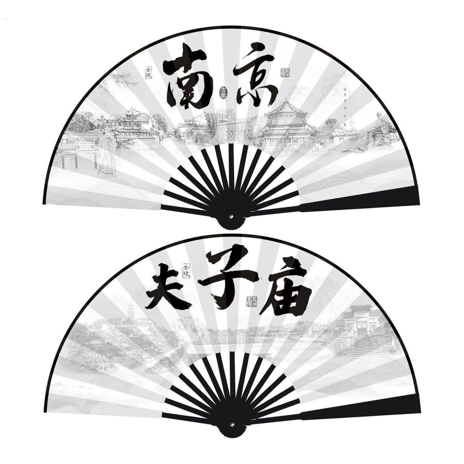 南京新款古风10寸旅游扇子成都水墨国风折扇绢布风景区扇厂家直销