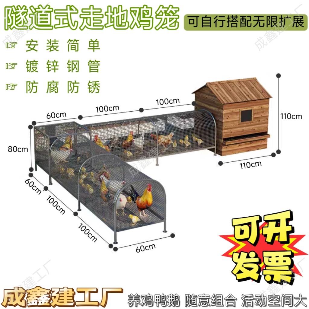 隧道养鸡走地鸡笼户外庭院菜地养鸡铁丝网鸡笼兔子跑道笼鸡舍养殖图片