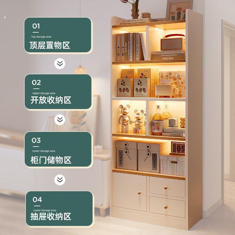 电视柜旁书架落地置物架客厅收纳柜子收纳柜展示架子家用靠墙书柜