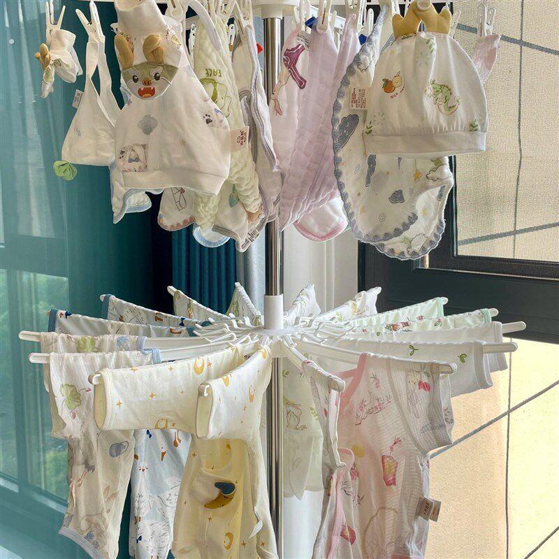婴儿室内晾衣架神器夹子折叠晾晒宝宝阳台多层落地衣架回南天图片