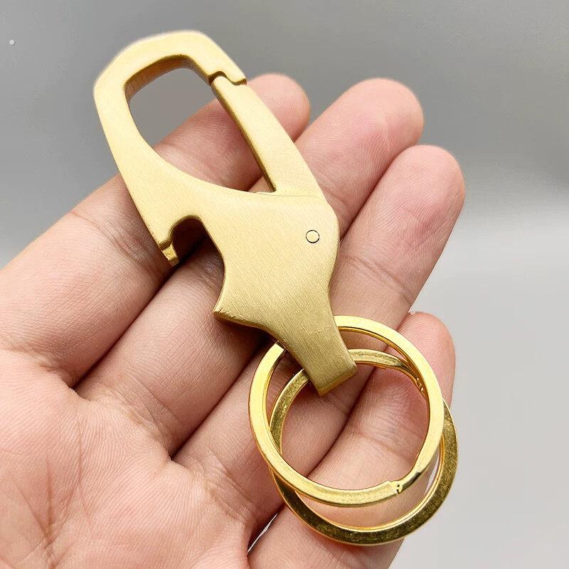 创意开瓶器黄铜纯铜实心钥匙扣挂件汽车钥匙炼腰挂男女可刻字