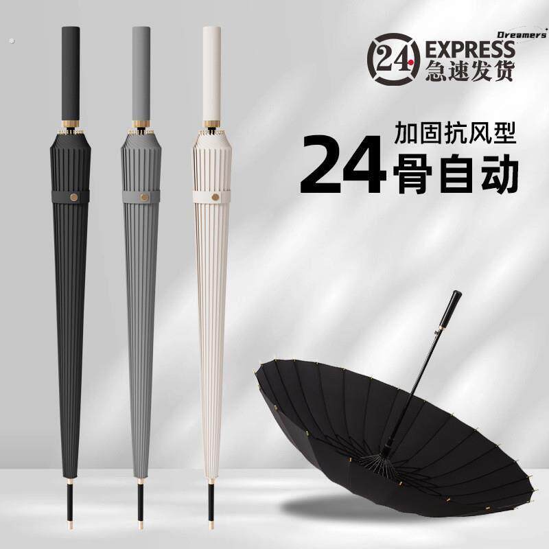 。24骨长柄雨伞加厚加固女生高颜值彩虹伞直柄自动车载晴雨两用大