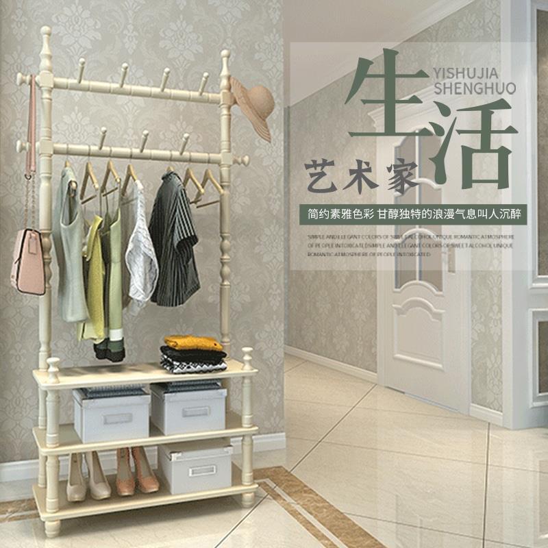 欧式衣帽架实木挂衣架落地衣架卧室鞋架时尚移动客厅衣服架包邮
