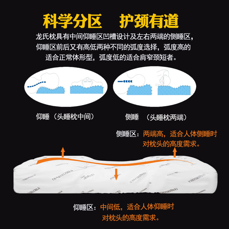 龙氏枕颈椎保健枕龙层花中小学生记忆护颈睡眠儿童青年枕头7-15岁