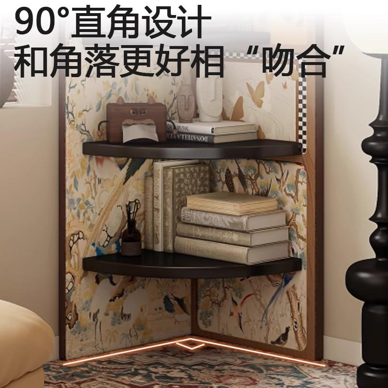 中古风收纳柜三角柜置物架多层落地书架客厅电视柜旁边复古转角柜