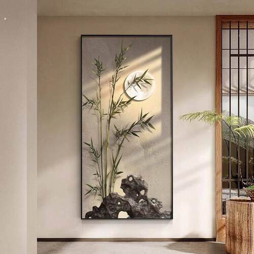 现代大气轻奢新款玄关装饰画中式高级高档走廊过道壁画入户装饰画