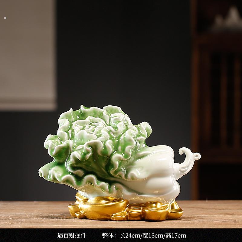 创意彷真玉白菜陶瓷工艺品摆件家居客厅酒柜桌面轻奢装饰开业礼物