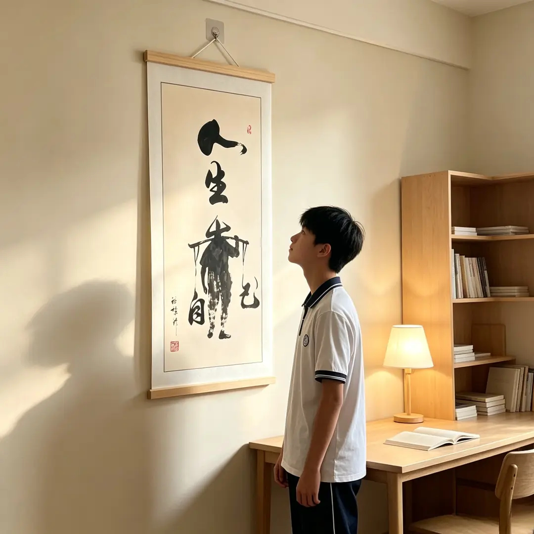 【人生靠自己】新中式励志书法挂画书房客厅办公室茶室客厅装饰画