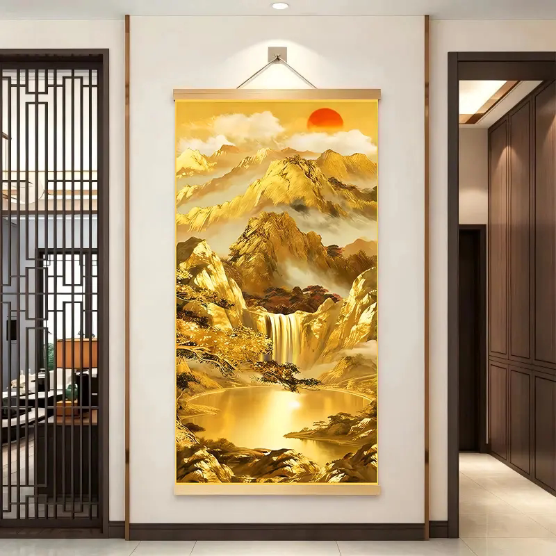 【宝地汇金】正品新中式挂画客厅书房背景墙壁画聚宝盆玄关装饰画