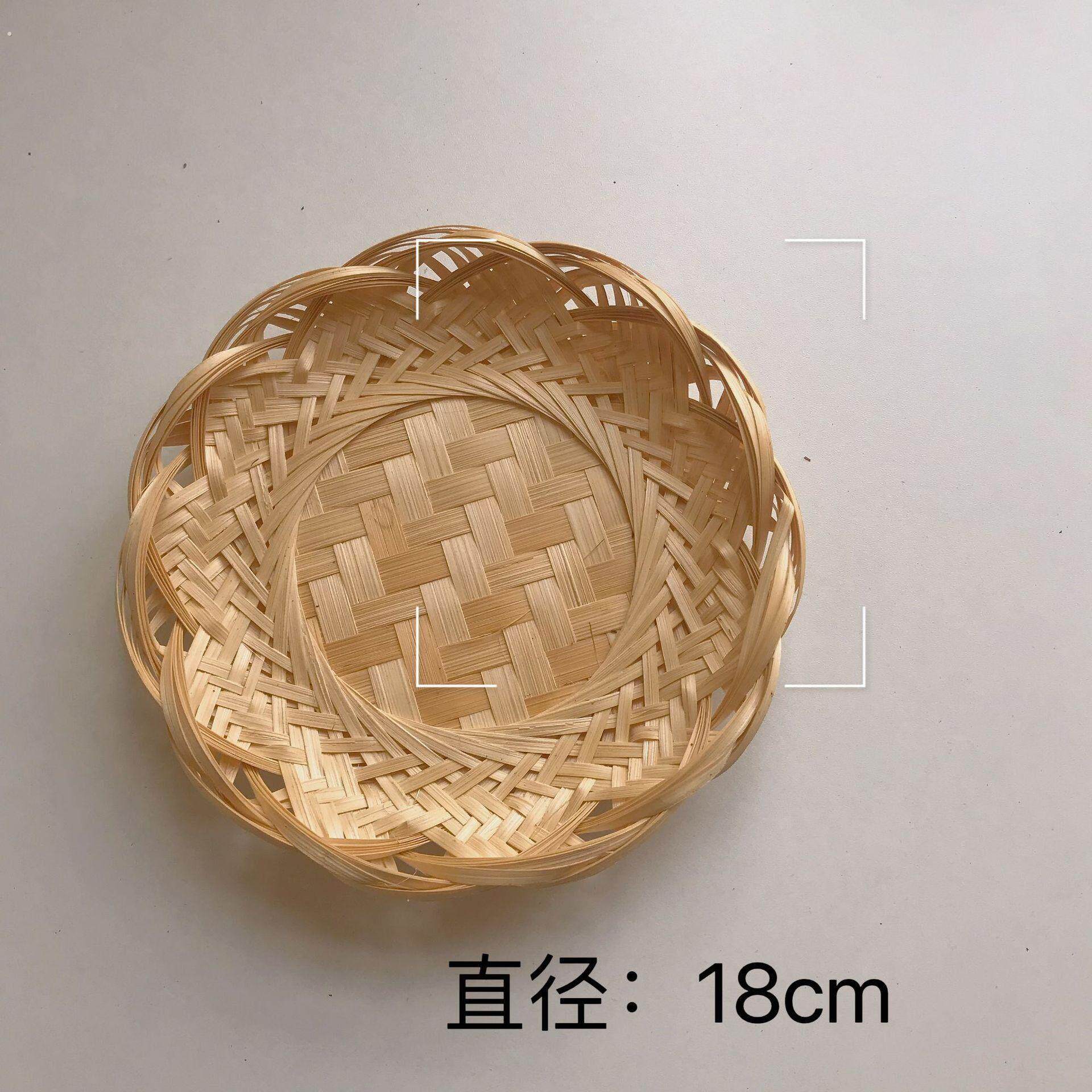 篮餐具小吃盘薯条筐炸物篮子手提中式点心盘子竹编摆件商用