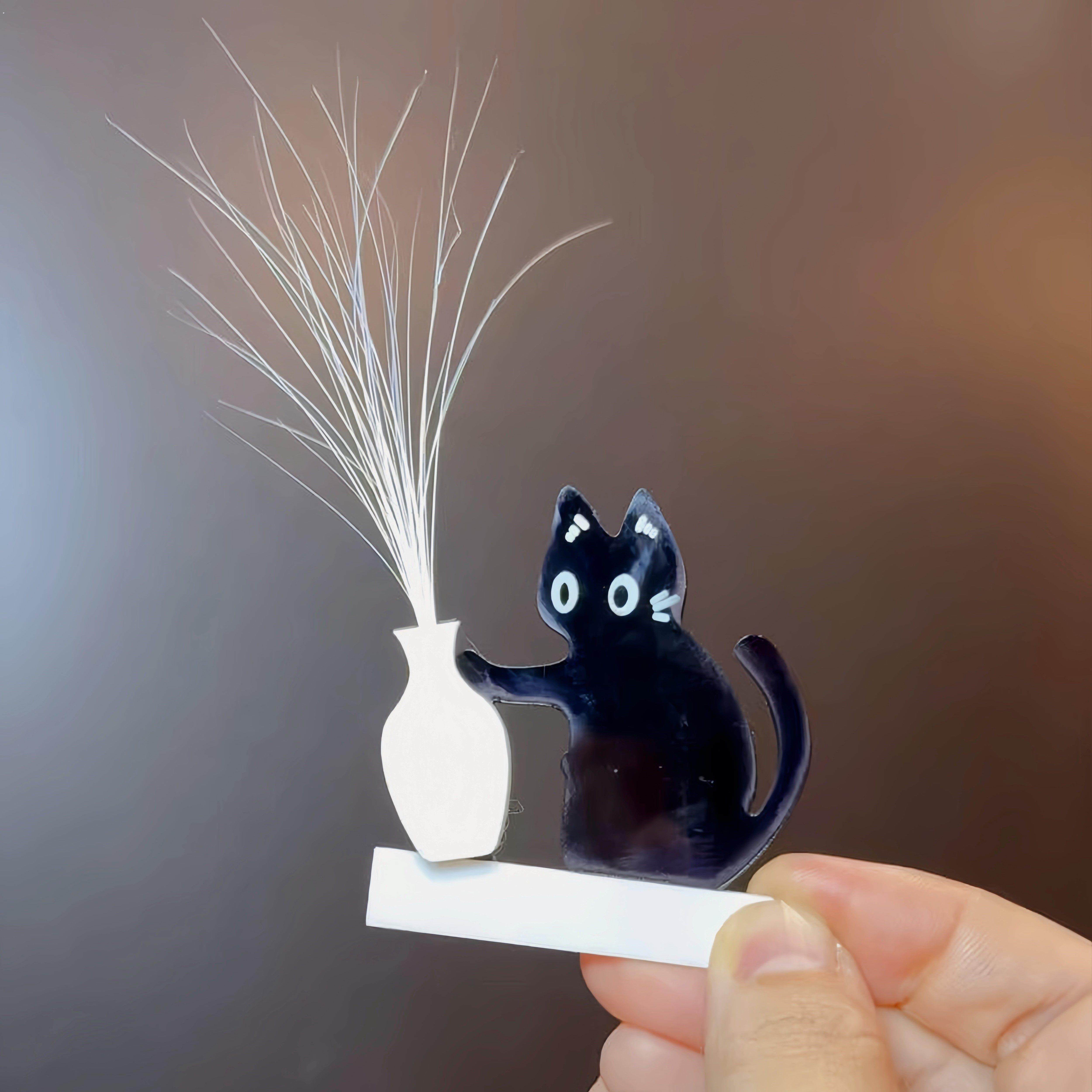 猫胡须收纳冰箱贴磁吸式小猫推瓶子收集瓶猫咪毛发胡子收集摆件瓶