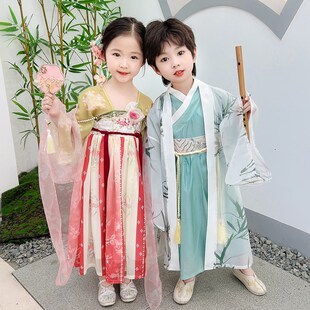 男童汉服国风春秋季长袍女童唐装古风高端套装中式儿童古装演出服