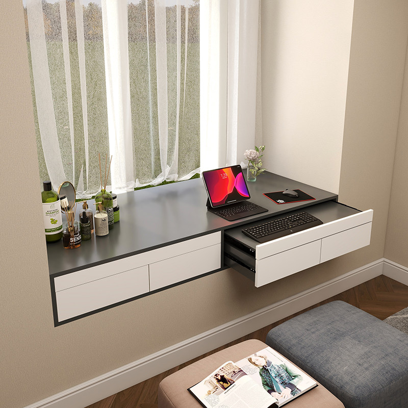 定制飘窗柜阳台储物柜窗台抽屉式置物落地柜矮柜子实木写字书桌子