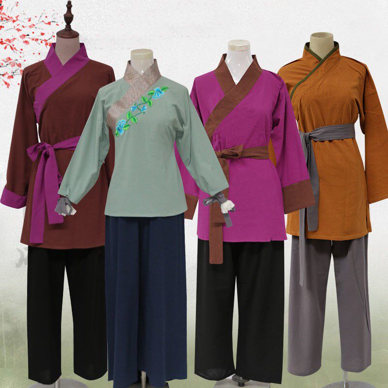 村姑服装女古代农村平民百姓丫鬟孙二娘戏服酒楼店小二摄影演出服