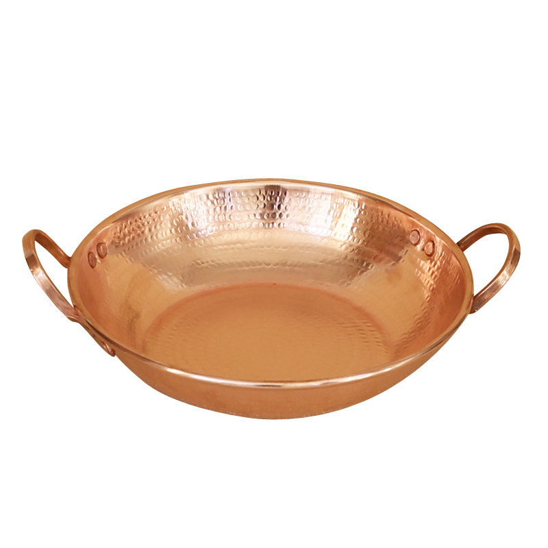 纯手工电磁炉铜锅炒锅加厚纯铜锅紫铜炒菜锅红铜锅铜餐具红铜炒锅