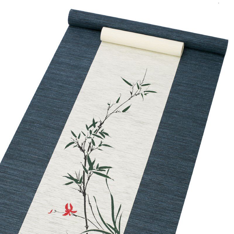 吉佰家手绘干泡茶席防水禅意中国风草编桌旗茶桌布小纸编套组竹兰