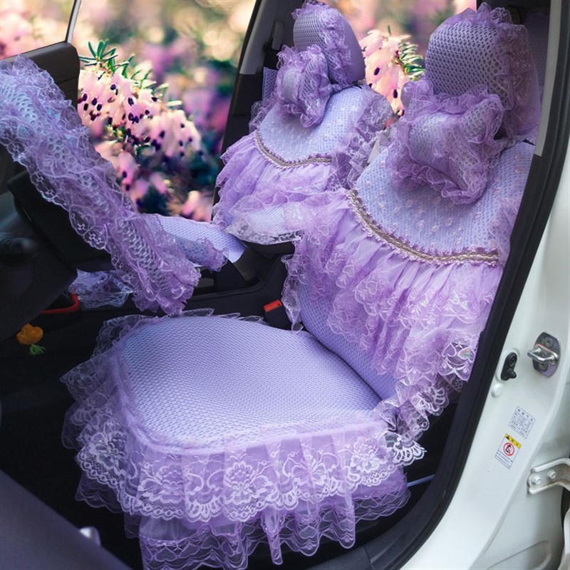 蕾丝汽车座套布艺全包四季坐垫套网红可爱座椅套女神专用车套车垫