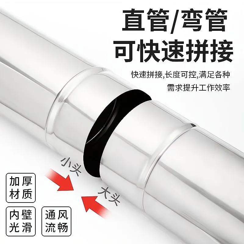 304不锈钢加厚0.8烟囱家用排烟管抽烟机烟筒取暖炉柴炉排气管