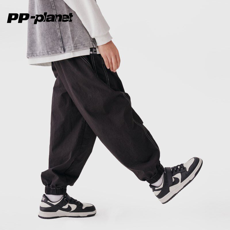 PP星球男童休闲裤2024春秋款时髦中大童儿童潮酷男孩百搭束脚长裤