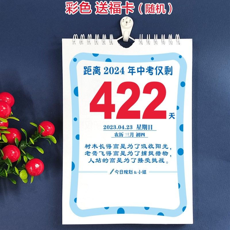 新款2024年中考倒计时自律打卡大号挂墙挂历日历激励名言彩色手撕