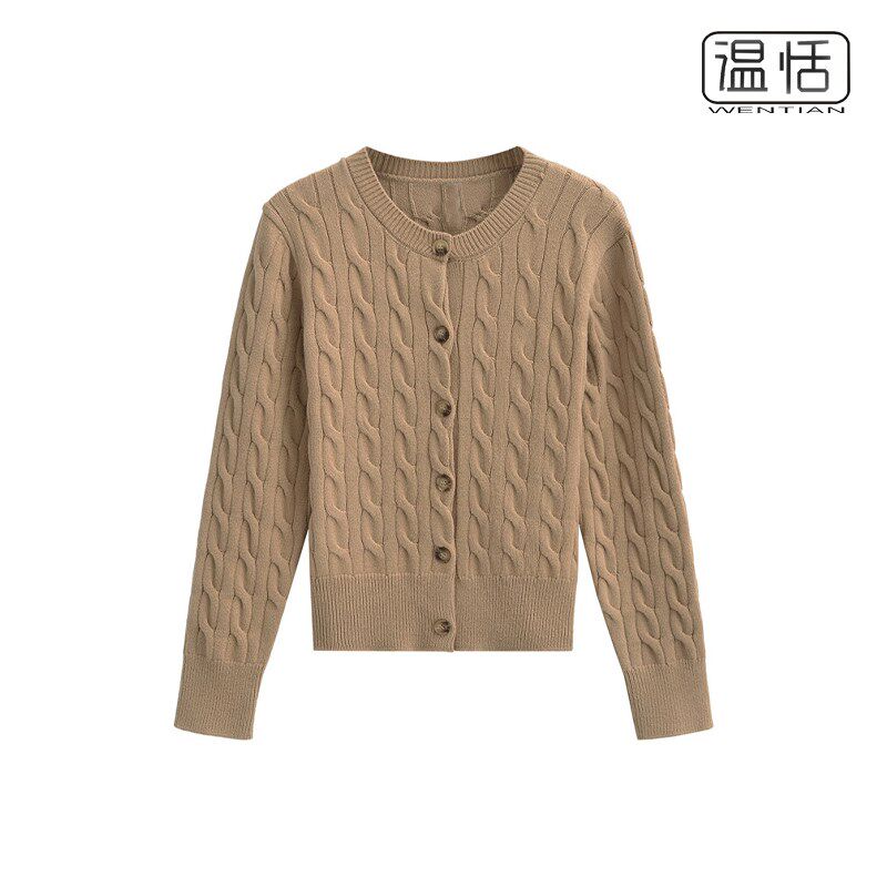 【包邮】学院风粉色短款麻花编织针织开始女修身百搭打底衫毛衣潮