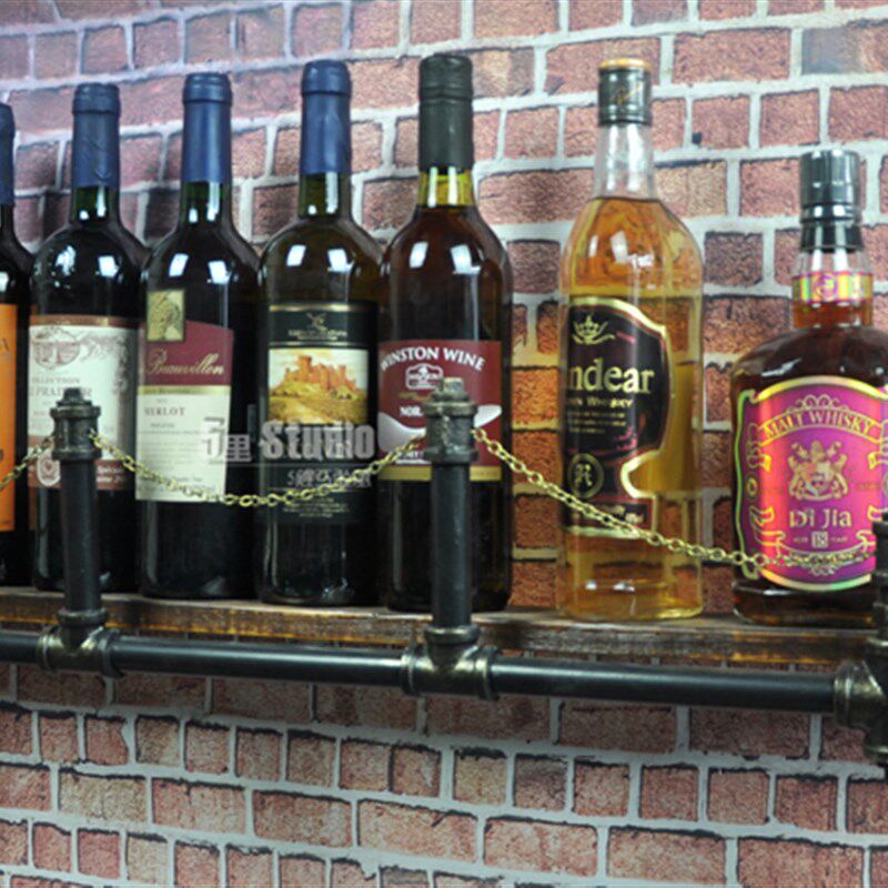 定制工业风复古个性水管咖啡厅酒吧金属定制酒架酒柜商场展架壁挂