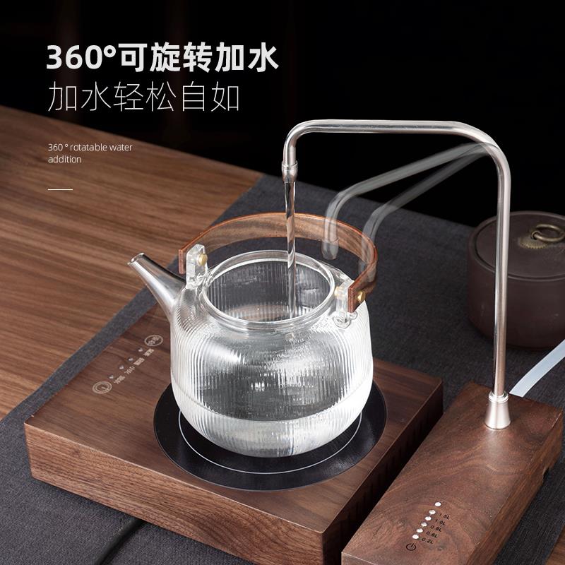 实木充电式电动抽水器桶装纯净矿泉水自动吸取水桌面上水器胡桃木