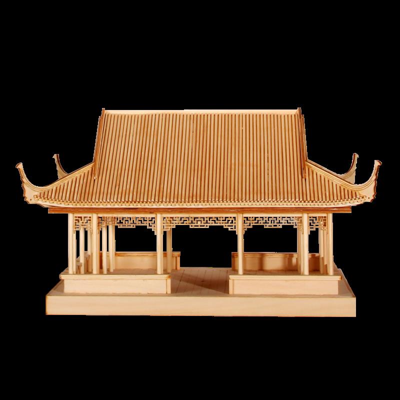 流时间中国风古建筑半手工拼装成品新中式软装镜像悬挂吊饰品摆件