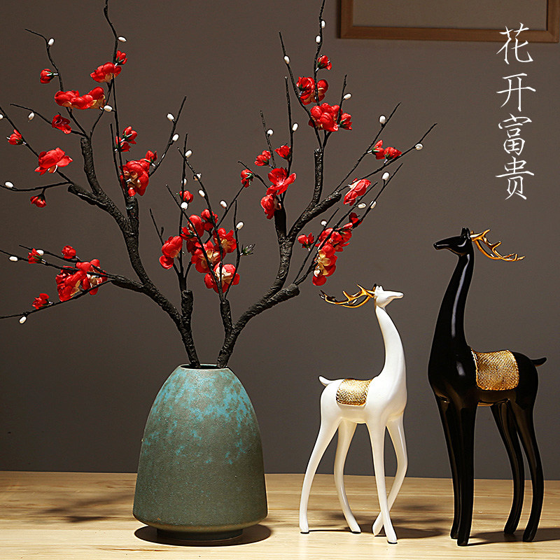 景德镇陶瓷器花瓶新中式餐桌子工艺品客厅插花电视柜干花装饰摆件