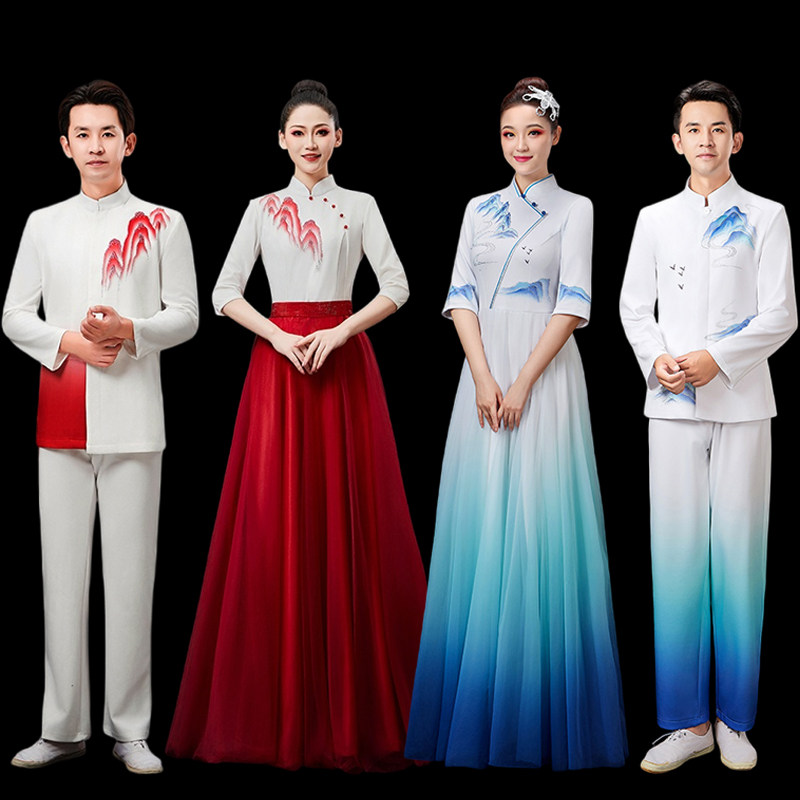 新款男女大合唱表演服学生红歌比赛诗歌朗诵演出服舞台主持人服装