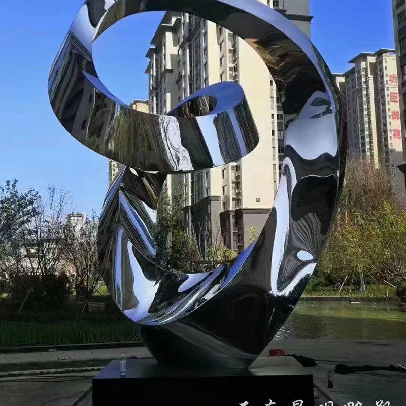 不锈钢水景圆环雕塑金属艺术创意跳舞蹈少女人物雕像户外楼盘装饰