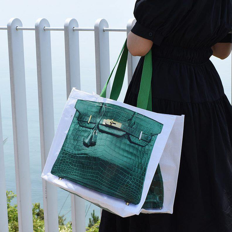 覆膜手提编织袋PP塑料防水淋膜蛇皮袋定制行李打包收纳休闲铂金包