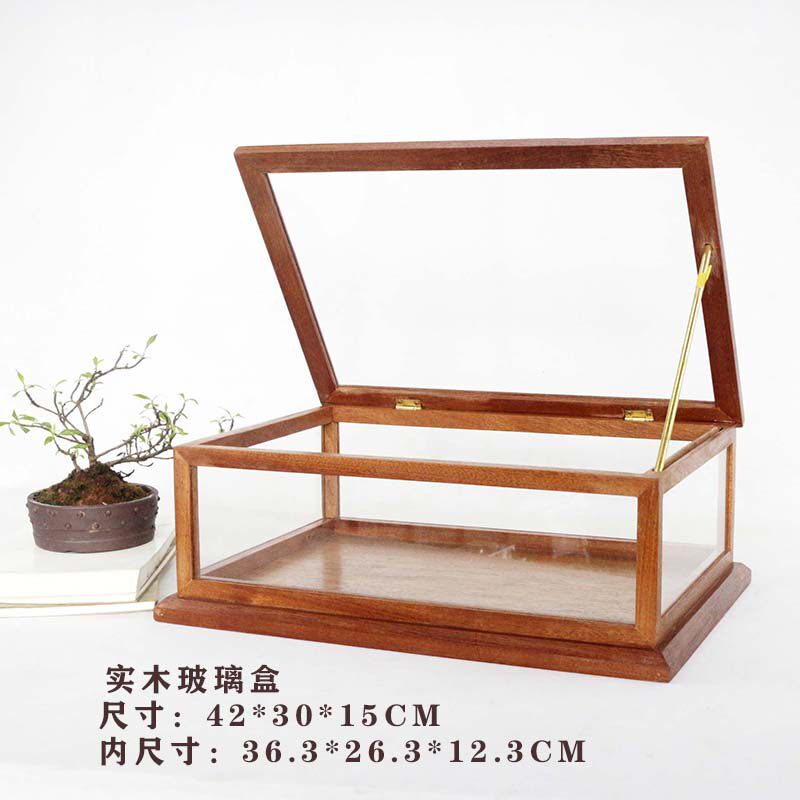 实木玻璃展示柜桌面陈列小型推拉展柜面包茶具吧台商用展示盒定制