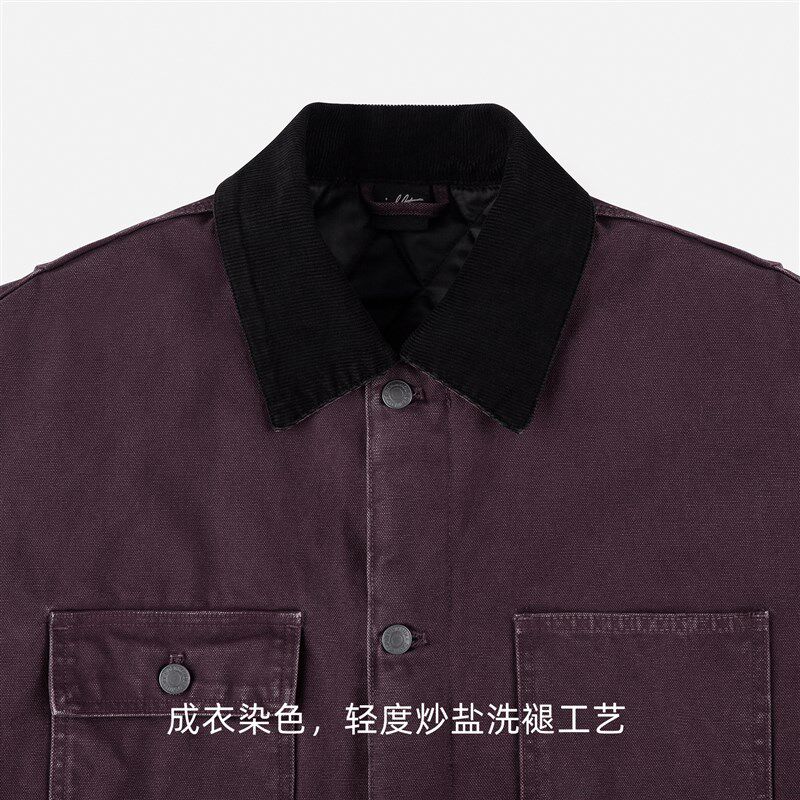 IDLT 15oz 廓形密歇根 宽松多袋工装夹克重磅珠帆布水洗棉衣外套